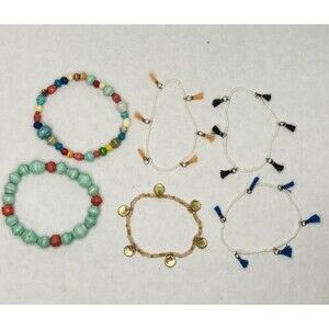Noonday Collection Bead Bracelets 6 Paper Bead Bracelets Multicolor Tassel